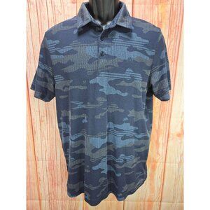 Travis Mathew Mens Blue Camo Polo Shirt Medium PimaCotton Polyester Blend